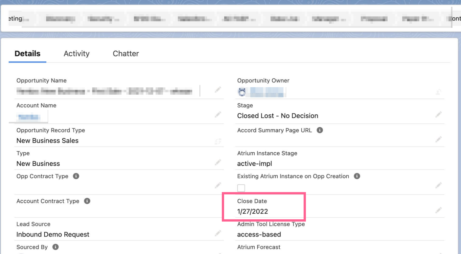 Tracking Close Date For Open Closed Won And Closed Lost Opps Atrium